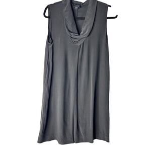 Cos Dress Size 4 Black Draped High Cowl Neck Silk Sleeveless Loose Fit Pockets